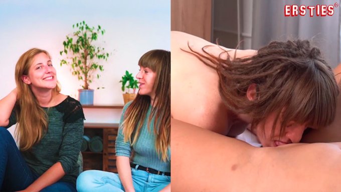 美丽的女人们用她们的天然大胸在白色床单上进行火辣的女同性恋性爱。