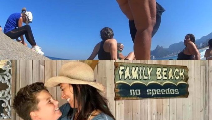 成熟的美熟女在海滩上被大屁股操