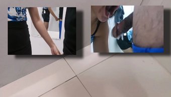 健身爱好者在商场给客户口交