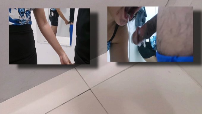 健身爱好者在商场给客户口交